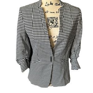 H & M Black and White Plaid Houndstooth Blazer Womens 8